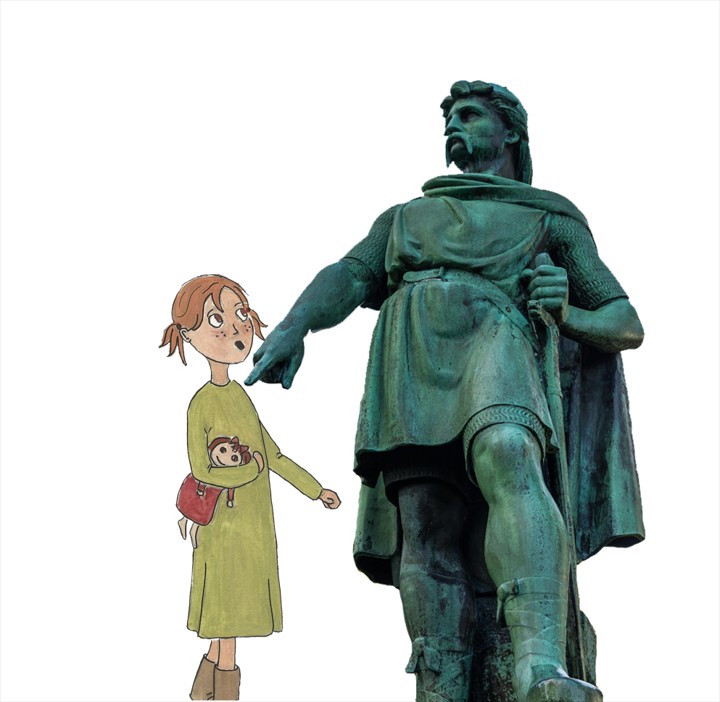 Borgny-Statue-Rollo-Historie-Barn-Formidling-Audioguide-Lydguide