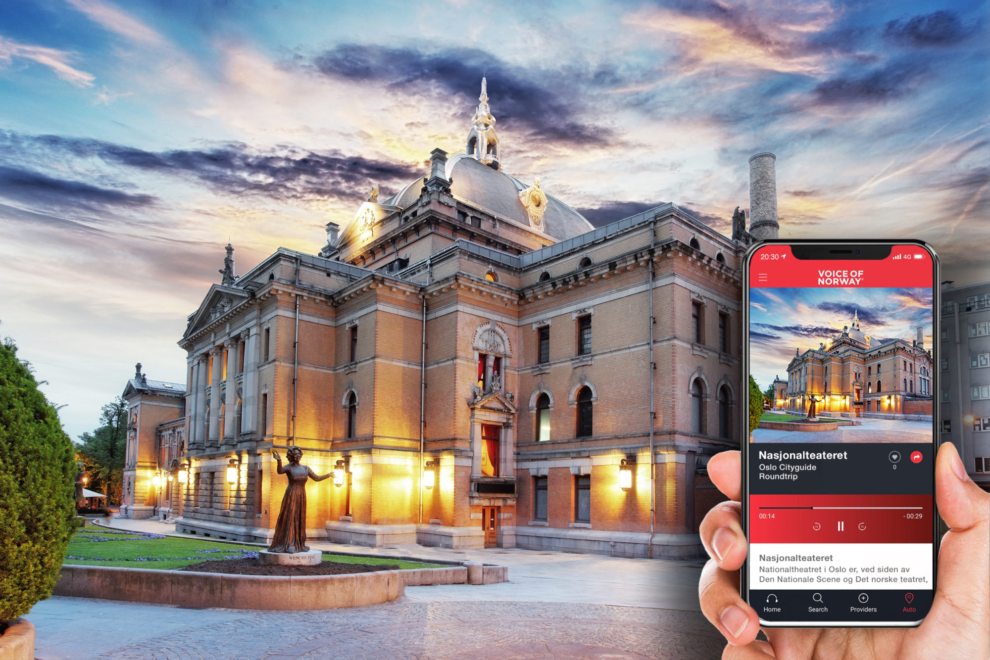 Nasjonalteateret audioguide lydguide reiseguide app voice of norway turisti i norge reiseapp