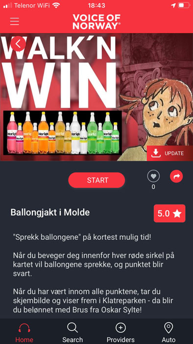 VoiceOfNorway ballongjakt guide app Walknwin