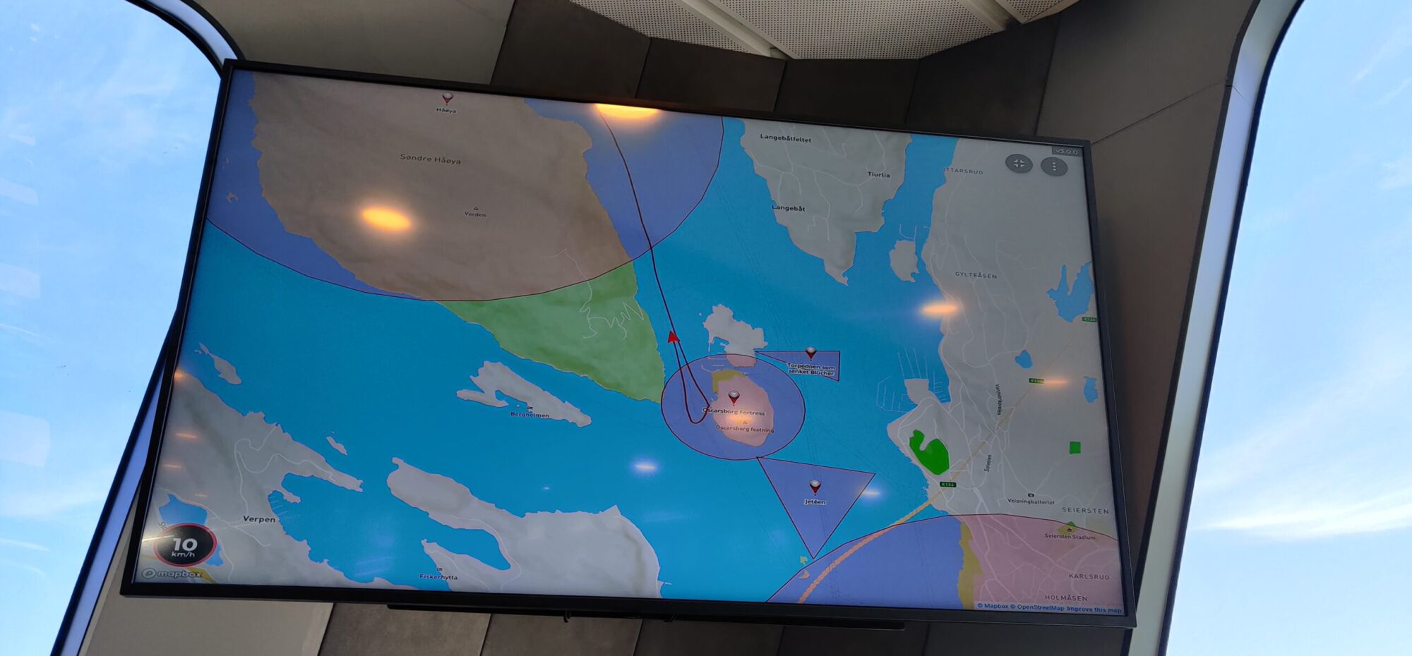 Oslofjord fjordcruise audioguide smartguide Voice Of Norway ExperioAS skjerm