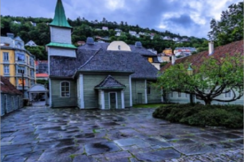 Det historiske bygget til St. Jørgens Hospital, også kjent som Leprosymuseet, i Bergen.